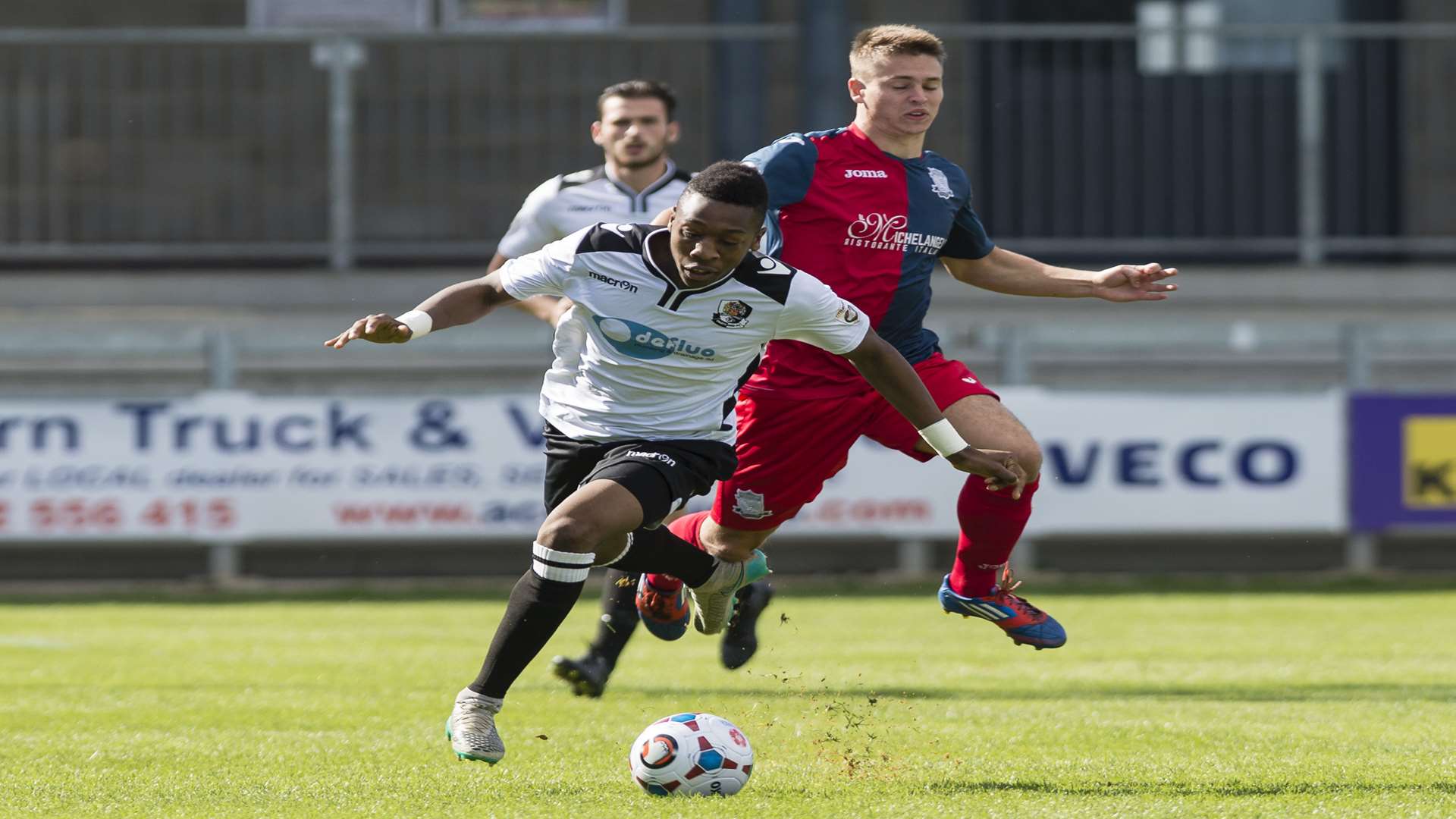 Ebou Adams on the ball for Dartford against Weston-super-Mare Picture: Andy Payton