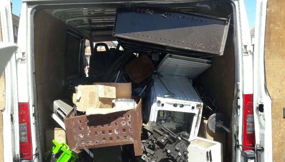 Inside Varrier's van which was stopped by police in Newbridge Avenue, Milton Regis, last year. Picture: Swale council