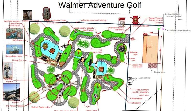 Plans for the adventure crazy golf course at Walmer Green