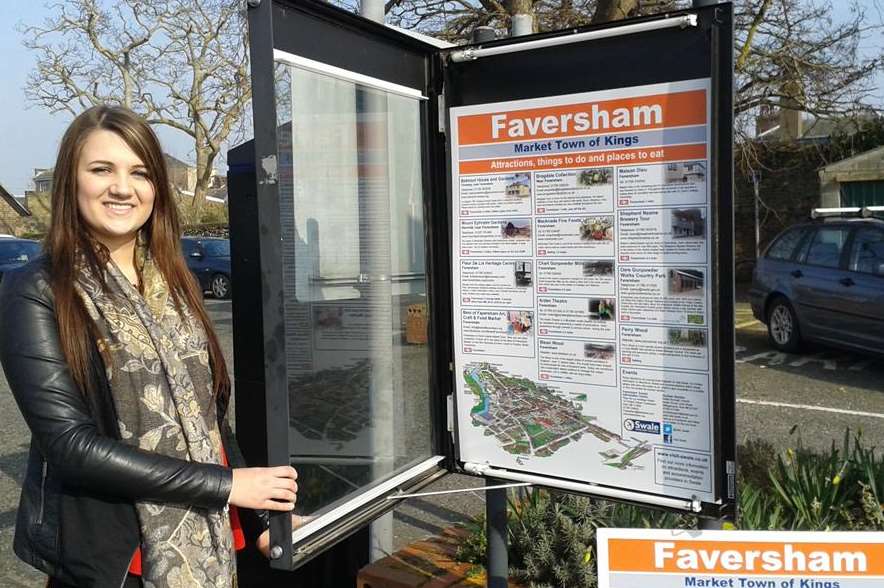 Swale council's economy and community services apprentice, Brooke Buttfield with the controversial sign