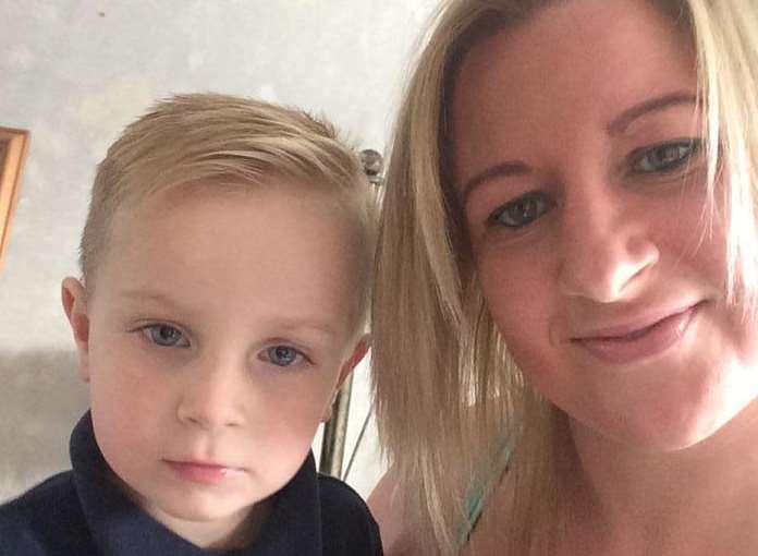 Celeste Bell and her three-year-old son Bailey who picked up a used syringe on Deal beach