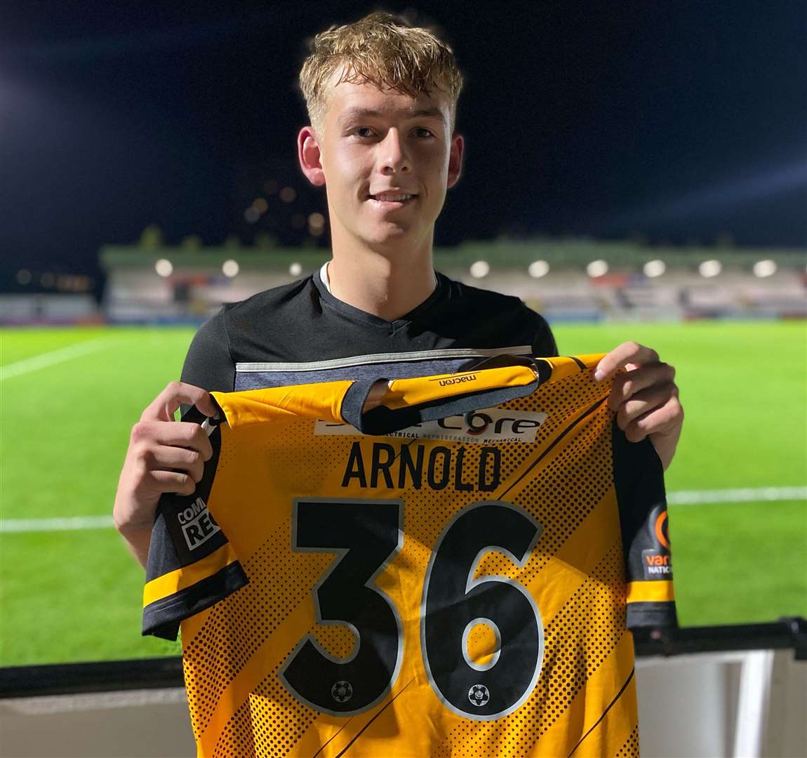Academy player Josh Arnold, 18, made his Maidstone first-team debut at Boreham Wood Picture: Ian Tucker