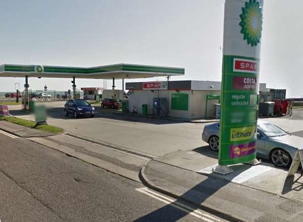 The BP station on Seabrook Road, Hythe, where a staff member was attacked