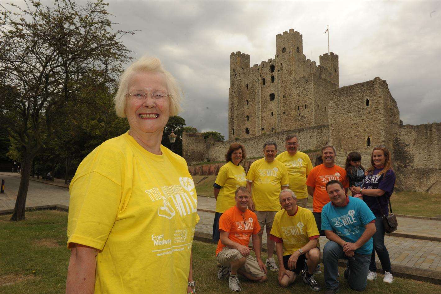 Cllr Sylvia Griffin (on left) and team by Rochester castle