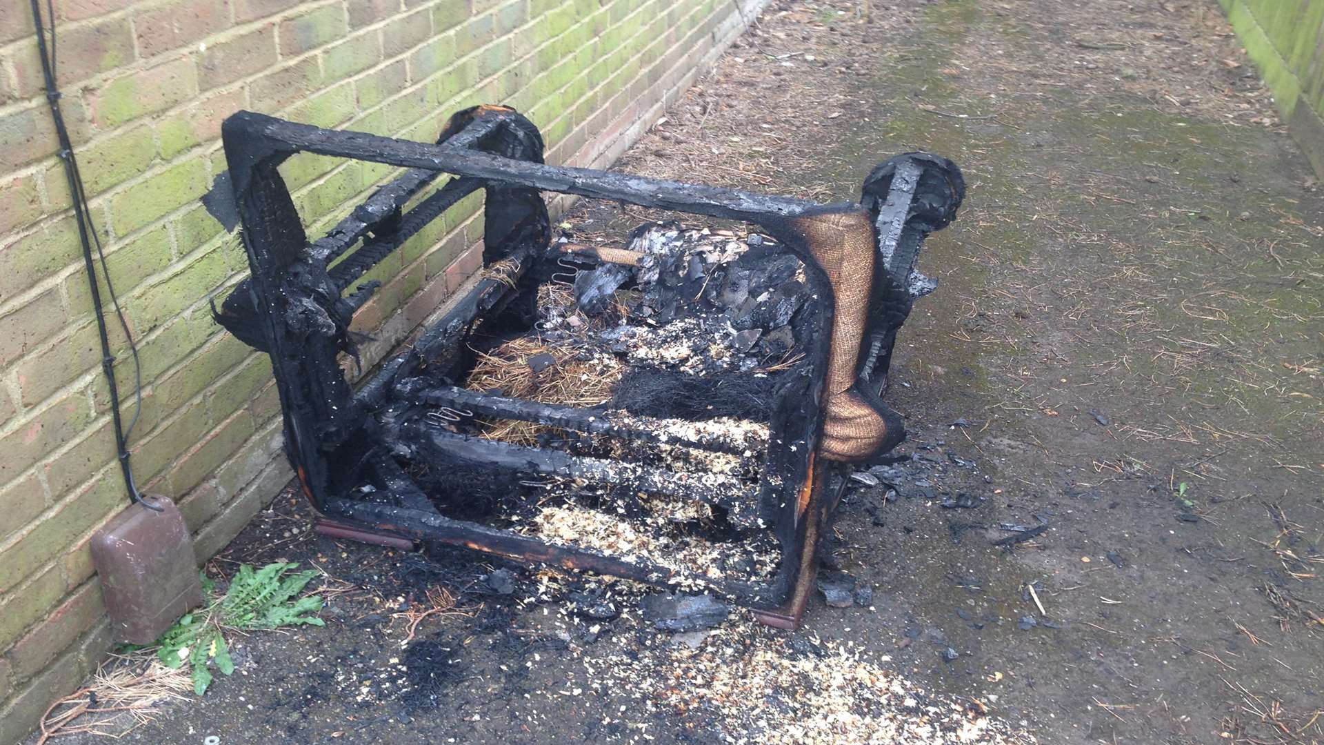 A seat was completely destroyed in the fire