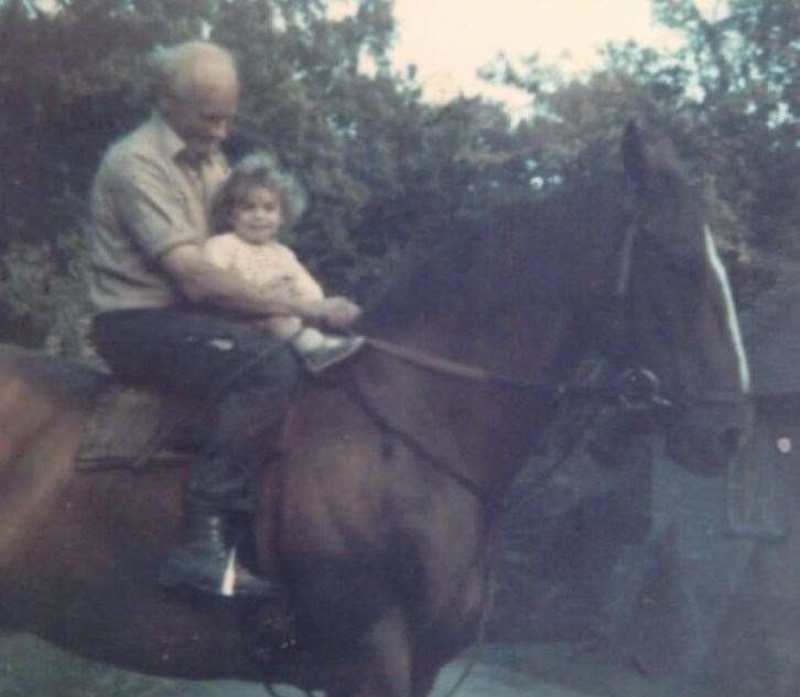Emma Santer, aged just one year old, with her grandfather Jesse Santer on Kings Crown