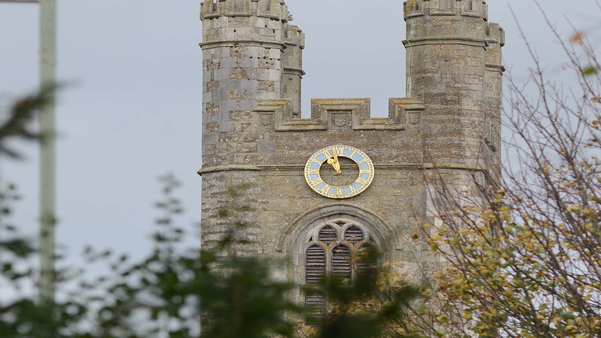 The clock at St Mary's is visible from the memorial gardens