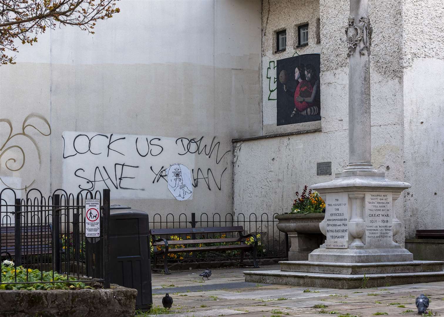 Graffiti near the Royal East Kent Yeomanry Memorial. Picture: Jo Court