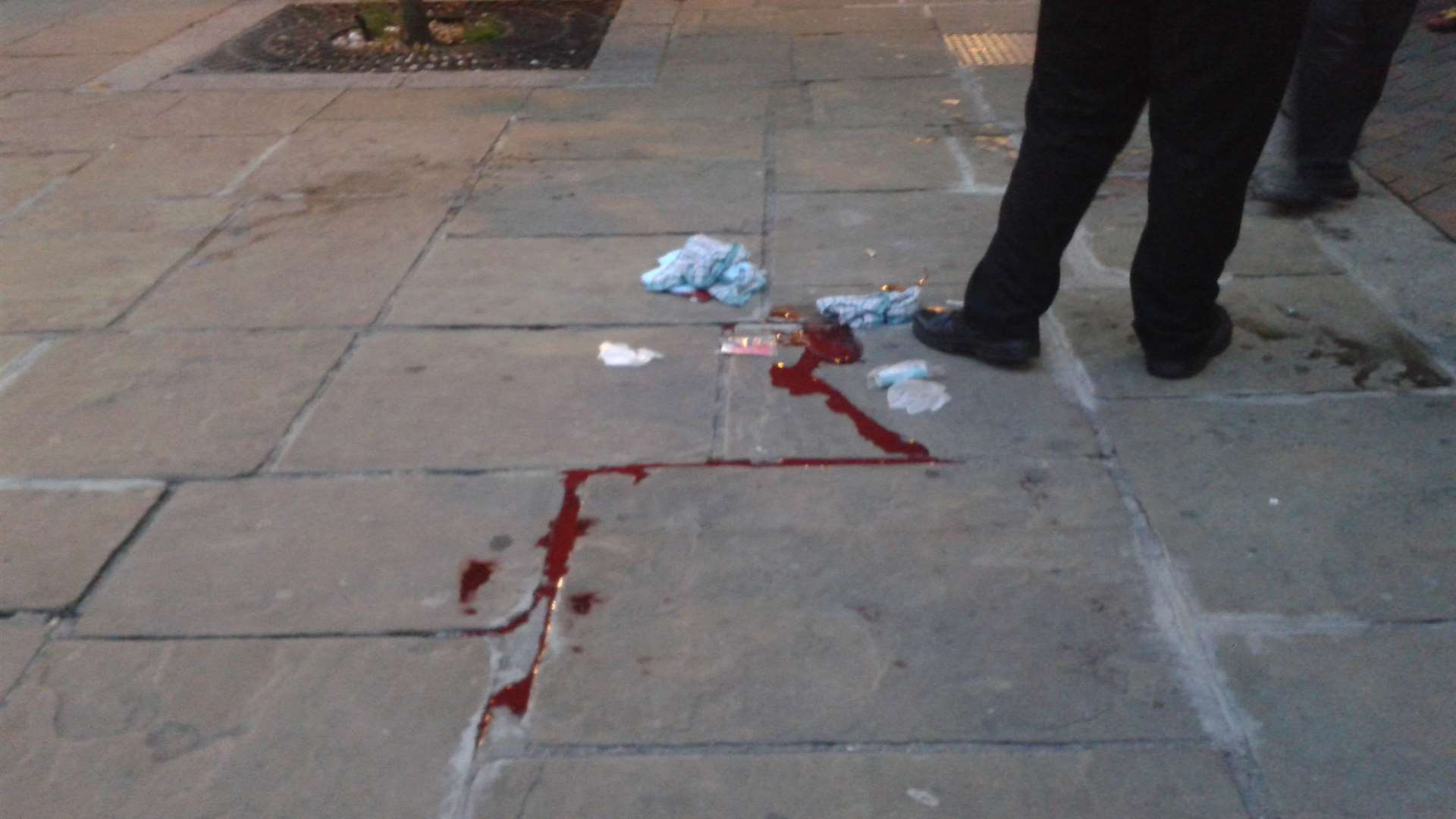 Blood was left on the pavement following the incident