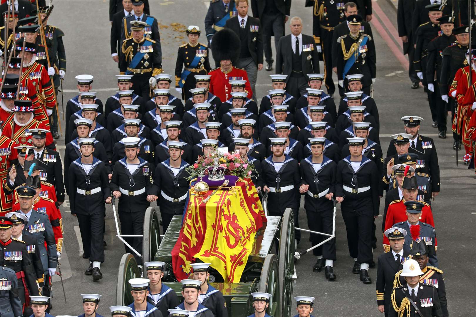 The gun carriage carrying the coffin of Queen Elizabeth II Photo: Ministry of Defence