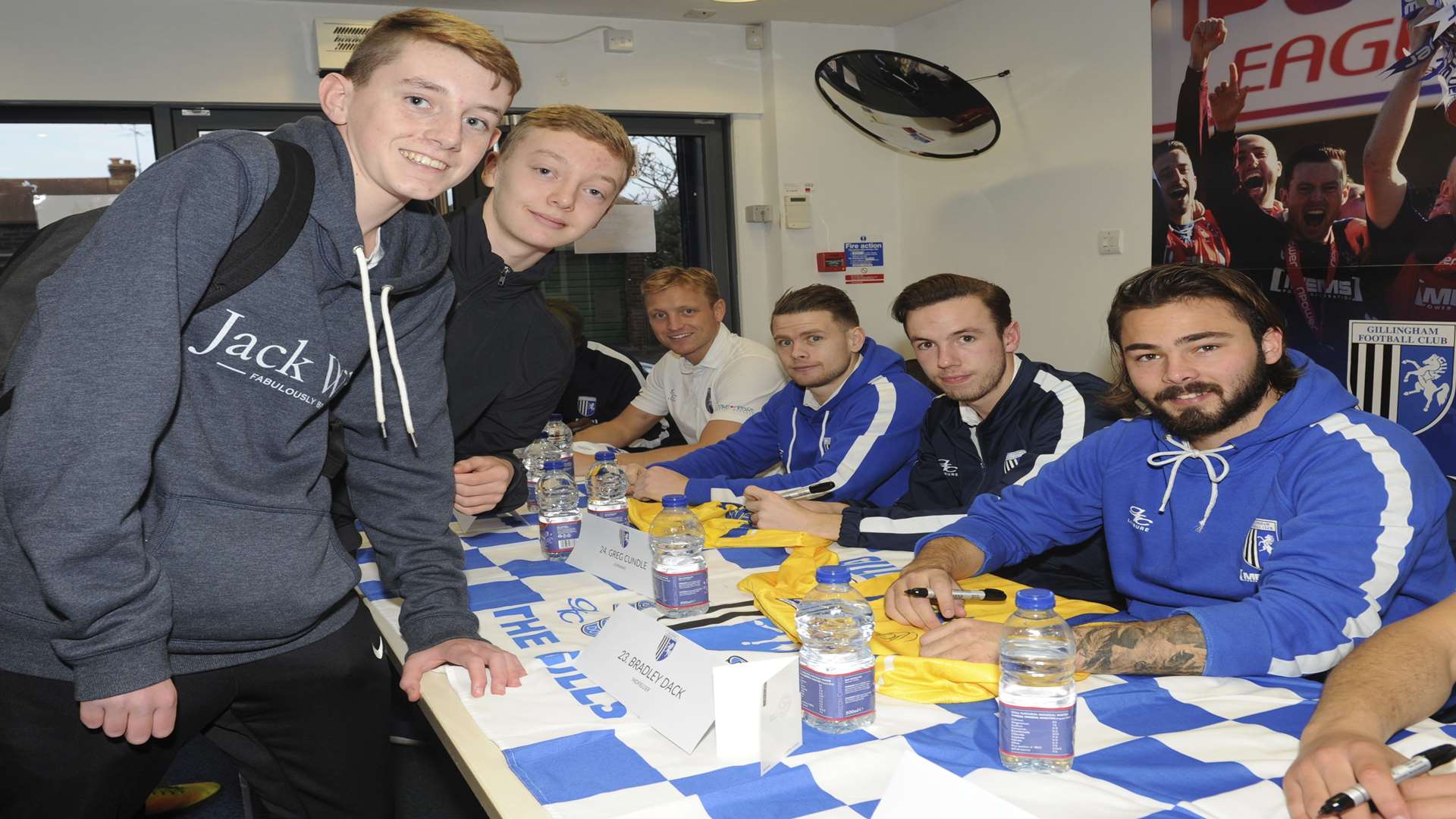 Gills players meet the fans and sign shirts at the club shop Picture: Steve Crispe