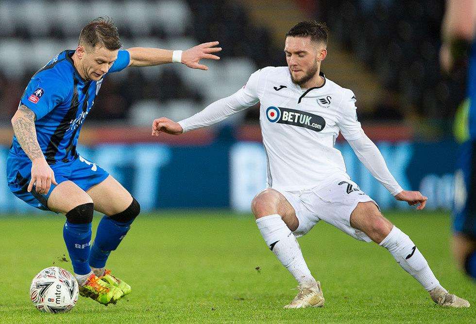 Mark Byrne in action for the Gills at Swansea Picture: Ady Kerry