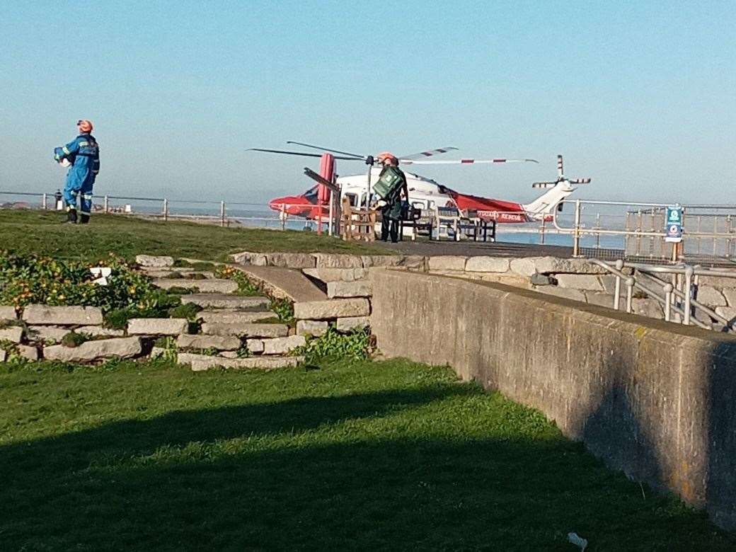 The Helicopter landed near Sandown. Picture: Ronnie Hoare