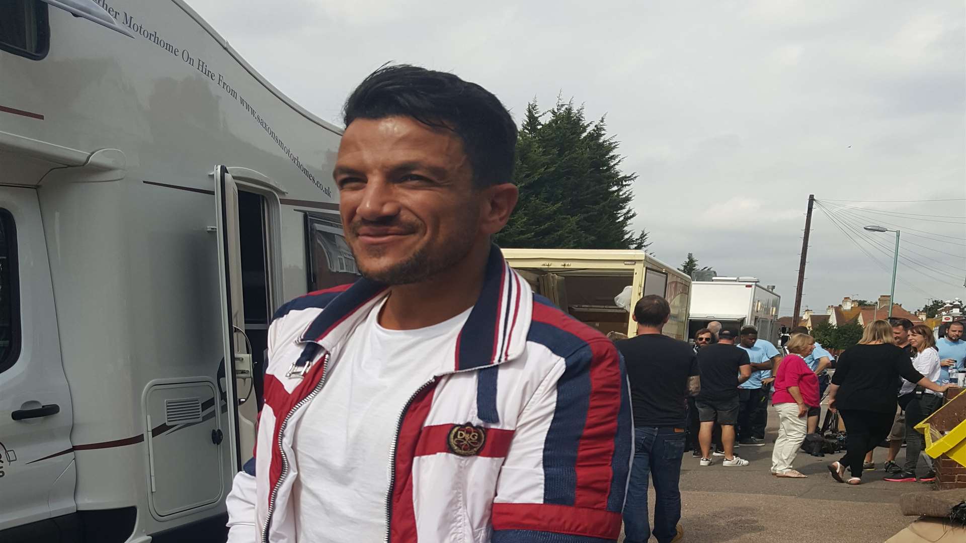 Peter Andre is on set filming in Gillingham