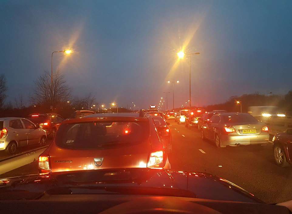 The queues around Blue Bell Hill. Picture: Darren Edwards