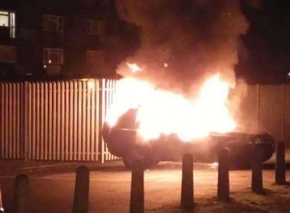 A car burst into flames in Shepway. Picture: @PhilipSempers