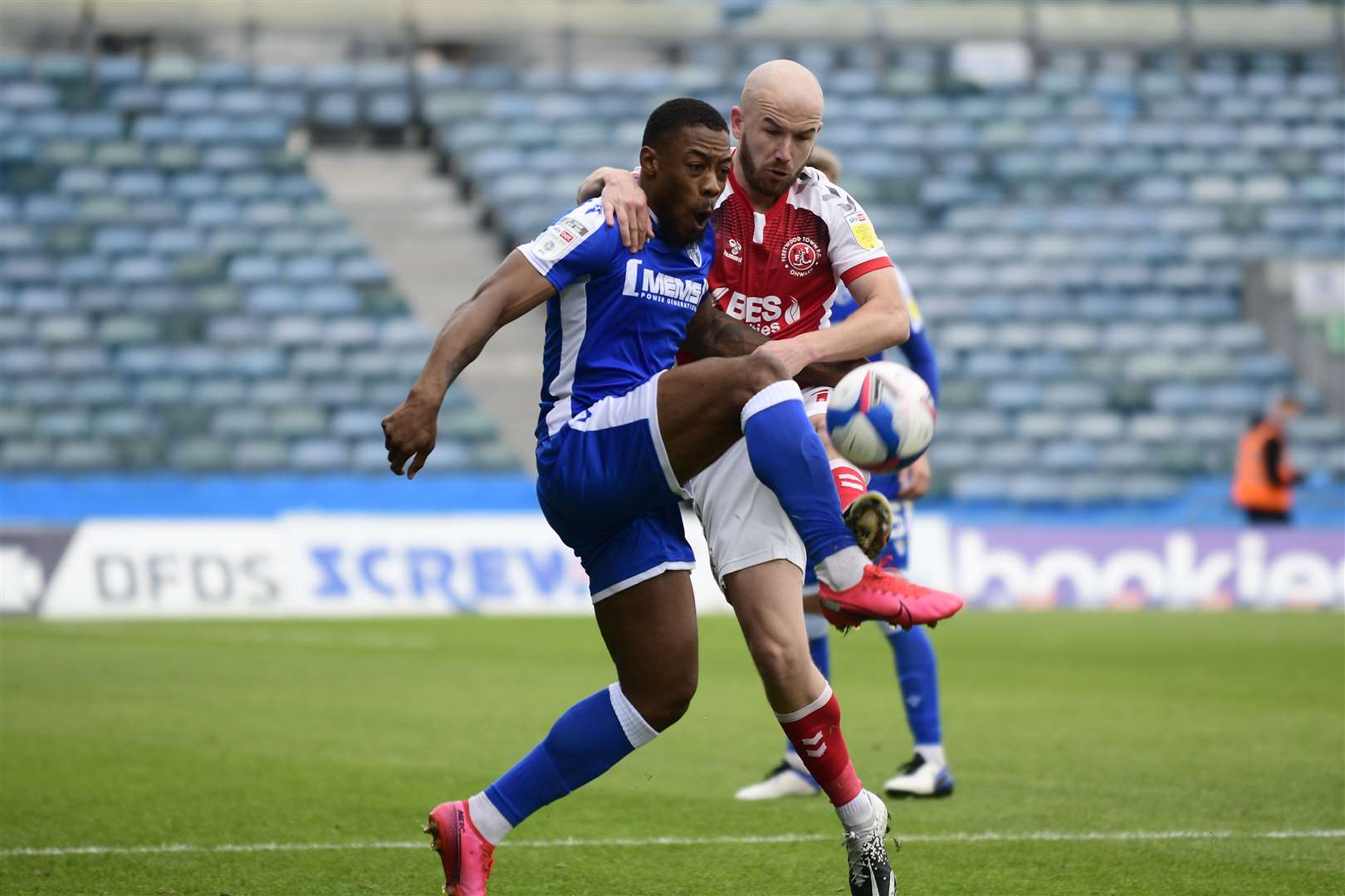 Ryan Jackson battles for the ball against Fleetwood Town Picture: Barry Goodwin