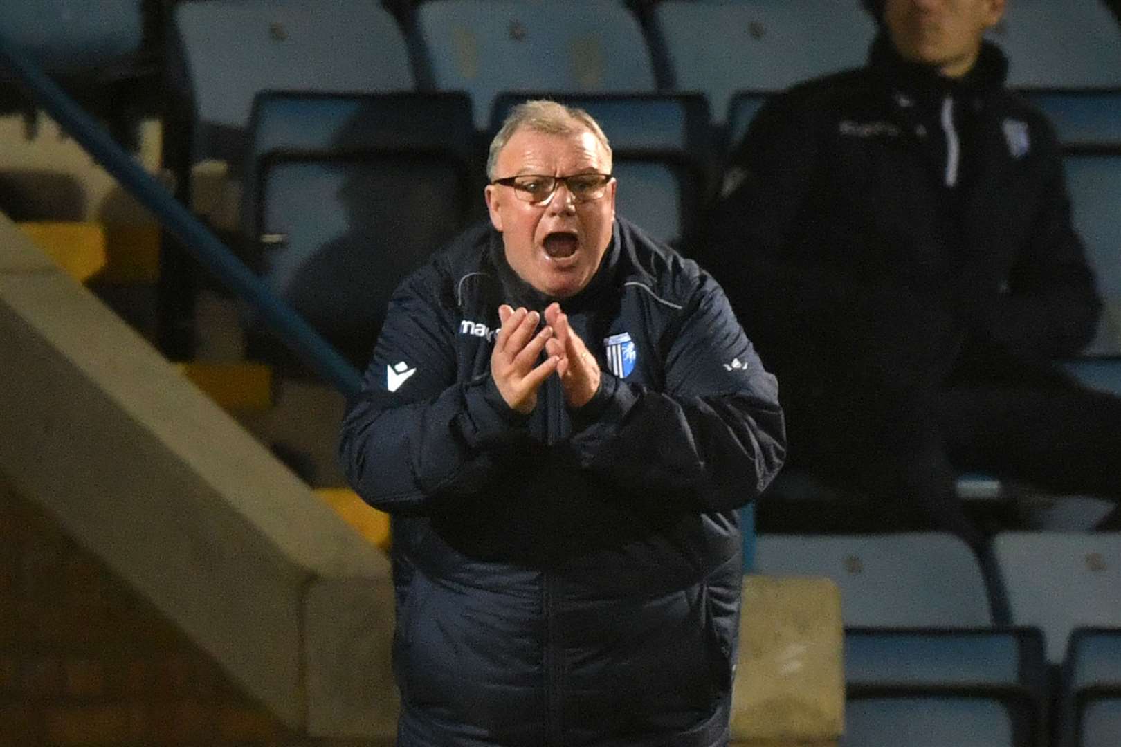 Steve Evans offers encouragement from the technical area Picture: Keith Gillard