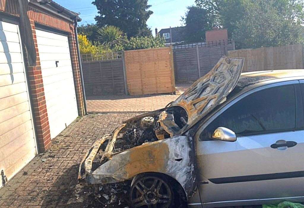 A car belonging to a former Gurkha soldier was destroyed in an arson attack in Maidstone