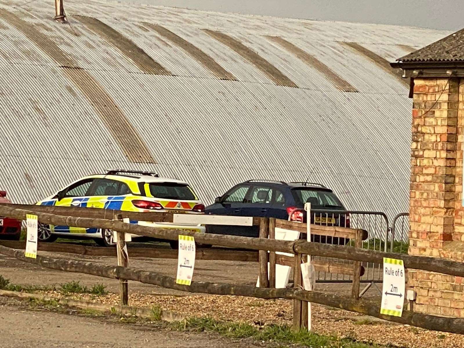Police at the scene this evening. Picture: Barry Goodwin