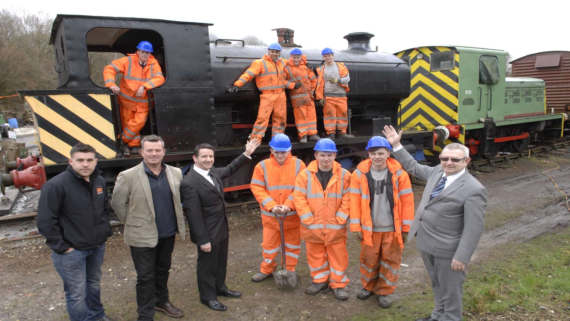 Organisers and apprentices at East Kent Railway, a heritage line that used to transport coal across the Kent Coalfield.