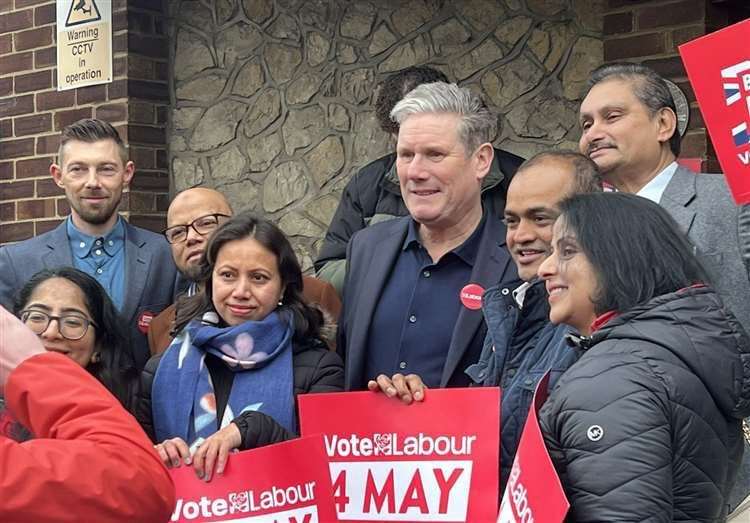 Sir Keir Starmer visiting Gillingham Labour Group in April ahead of the upcoming elections. Picture: Katie May Nelson