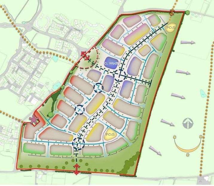 Proposed layout for 650 homes could be arranged at Scocles Road