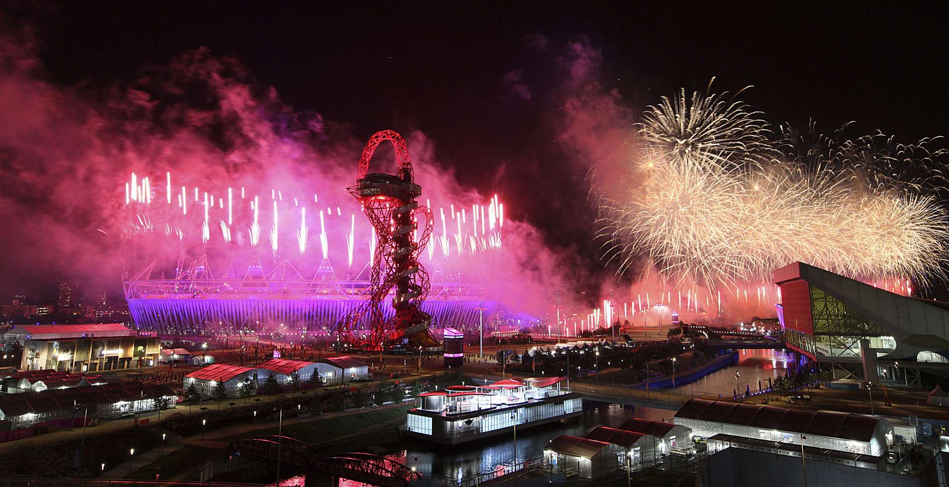 Fireworks at the end of the London 2012 Olympics opening ceremony. Picture: Barry Goodwin