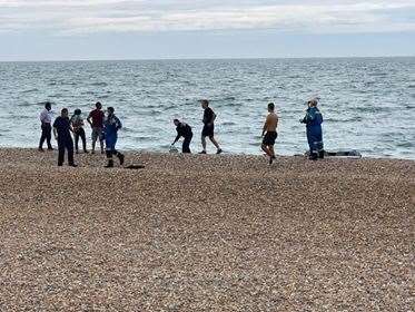 A group of migrants allegedly arriving in Folkestone. Picture: Cllr Ray Field
