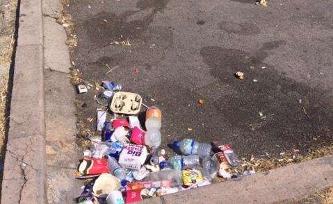 Rubbish dumped across car park