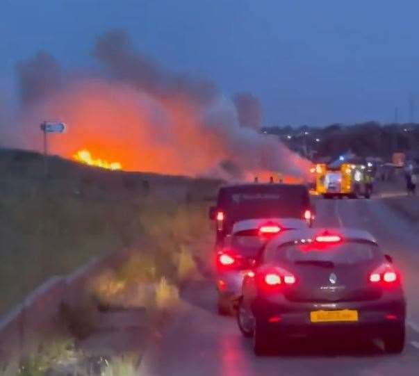 Blazing motorhome on the coast road at Minster, Sheppey. Picture: Kerry-Jane Crowley