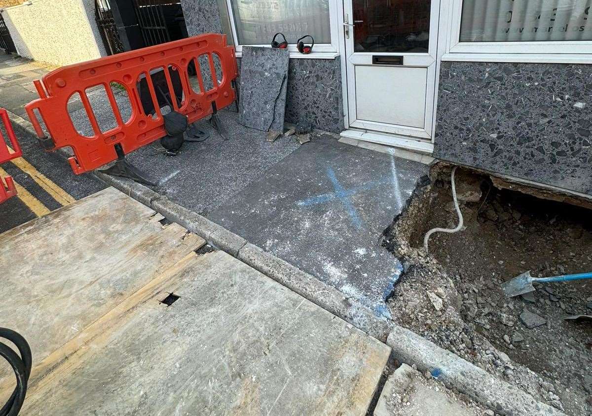 The sewer collapsed outside Marcello’s in Ramsgate