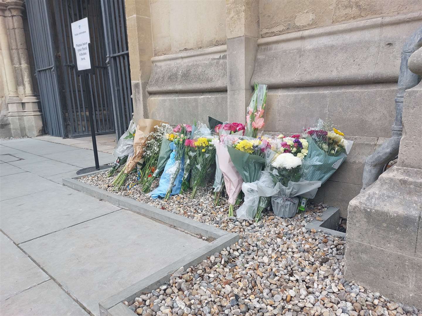 Floral tributes outside the Cathedral on Friday morning