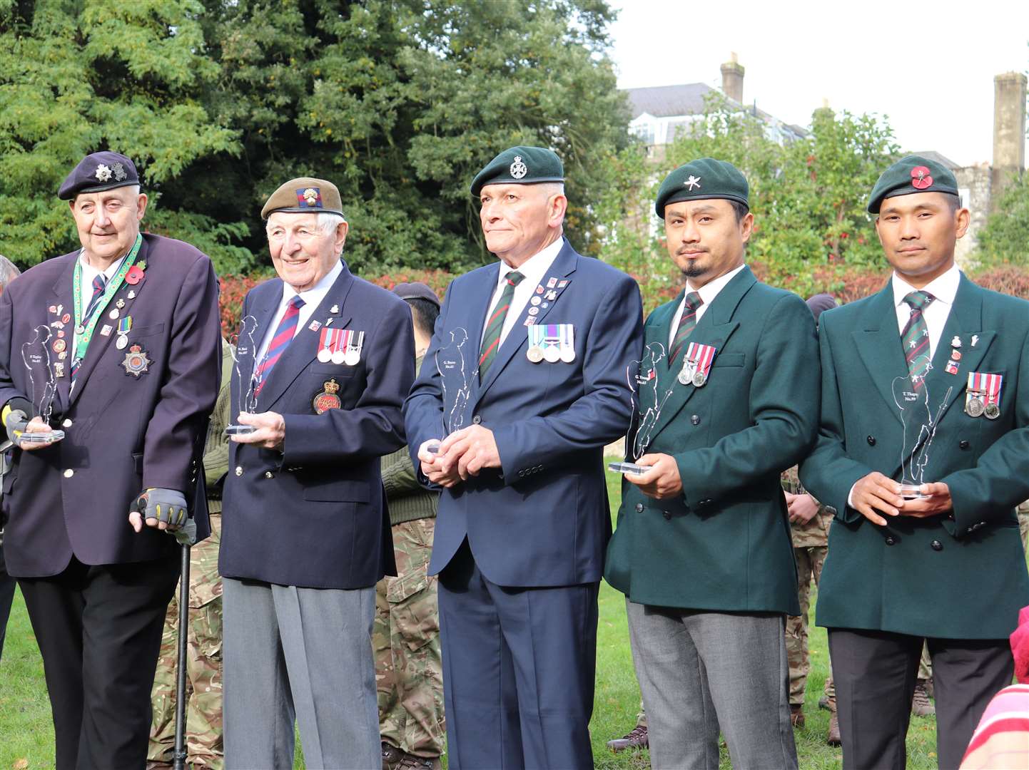 Nigel Bird, second from left, with other veterans, Peter Topley, Martin Aldridge, Anil Gurun and Tirthraj Thapa. Picture: Geoff Watkins/Aerial Imaging SE