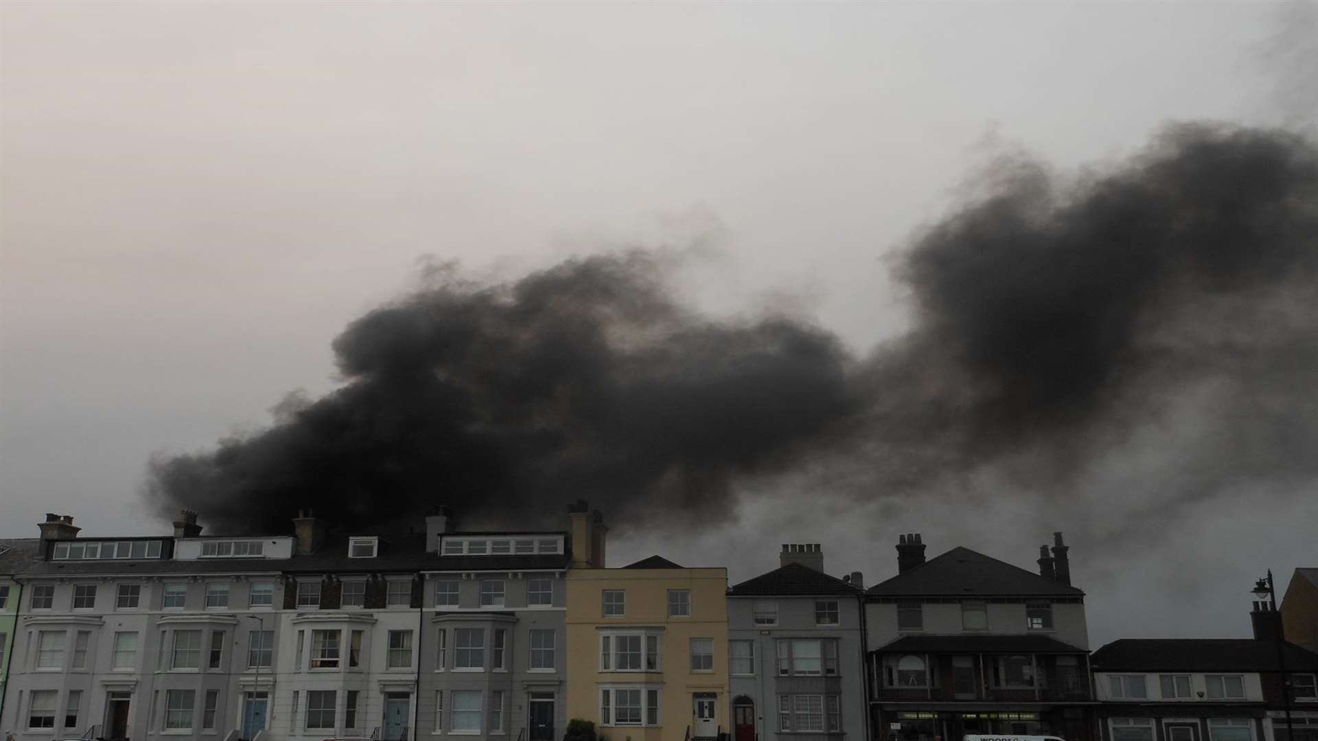 Billowing smoke could be seen from seafront in Walmer Picture: Tony Wickenden
