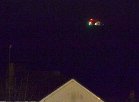 The helicopter spotted over the roof tops of houses in Folkestone. Picture: Kent_999s