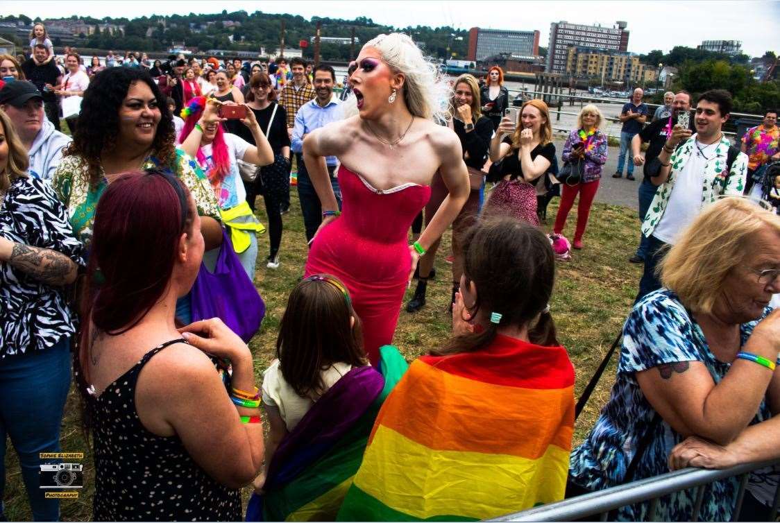 Sophia Stardust wows the crowd at Medway Pride. Picture by Sophie Elizabeth