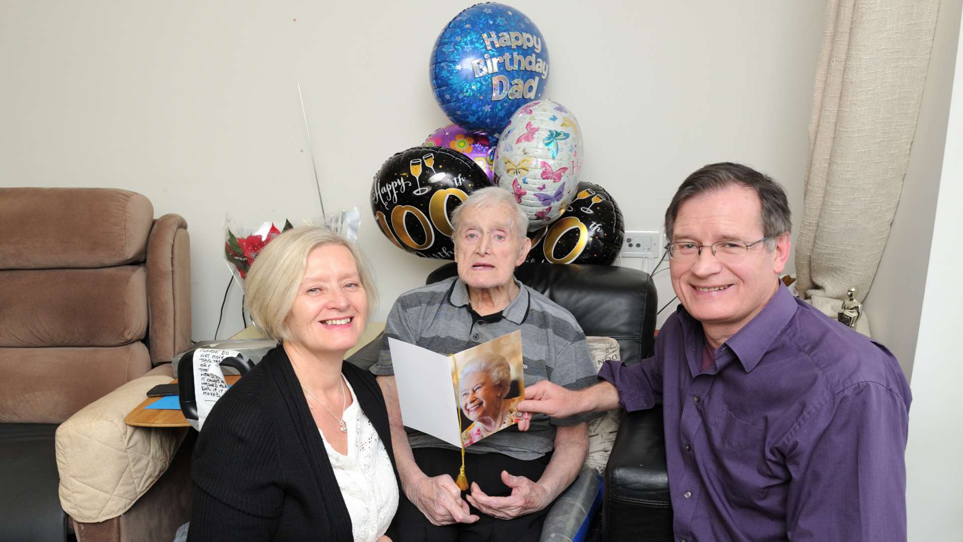 William Mitchell celebrated his 100 birthday with son Barry Mitchell and daughter Christine Mason.
