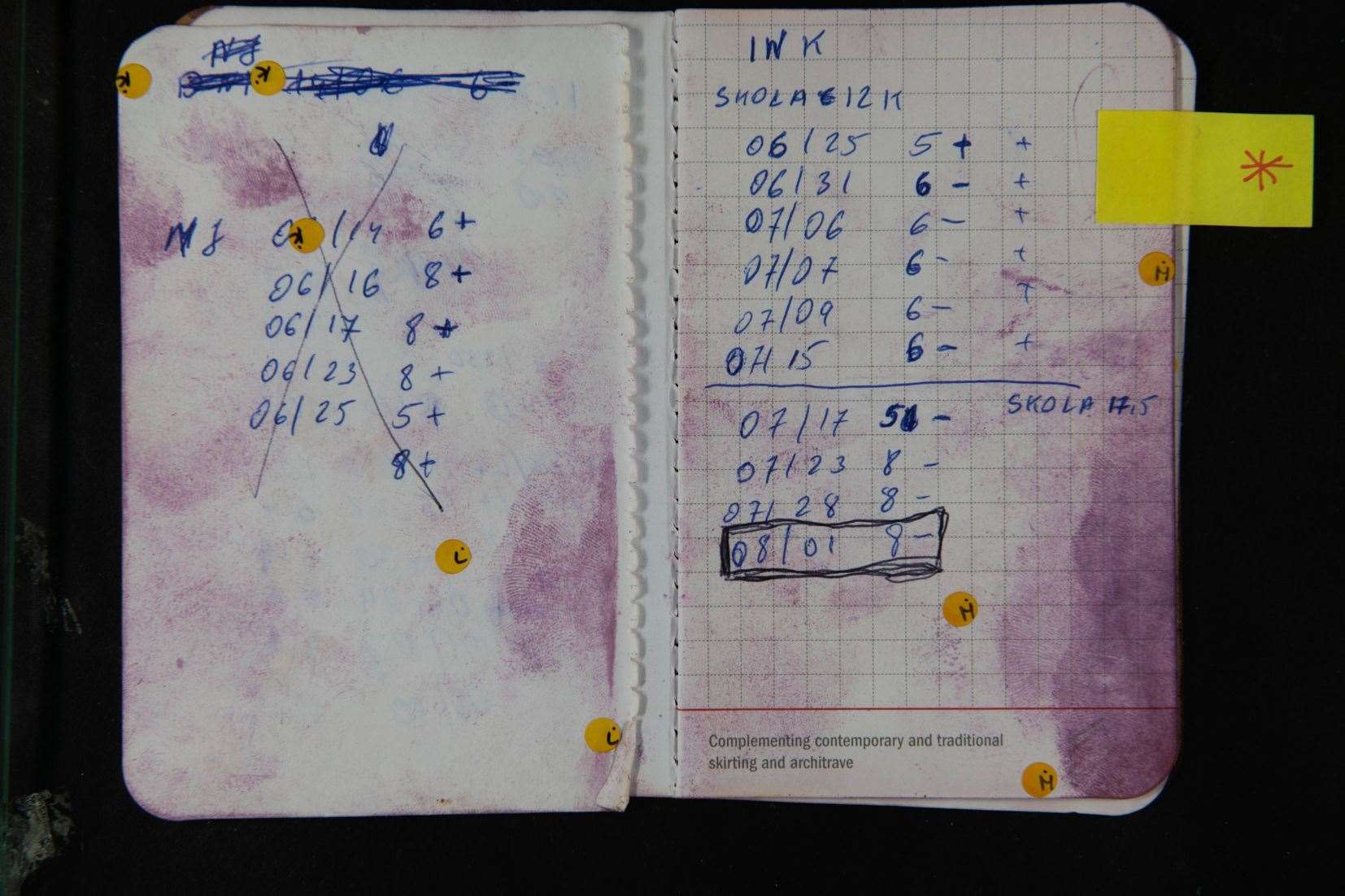 A note book found at the crime scene explaining dates of drug transportation. Picture: Met Police