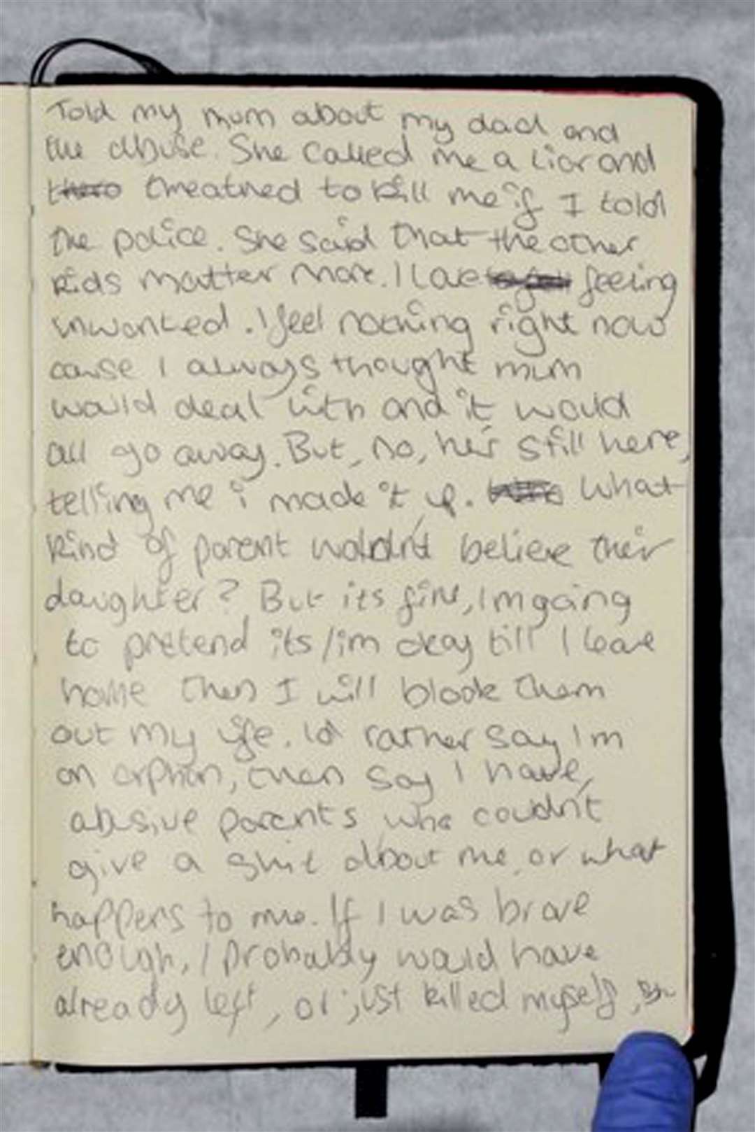 A diary entry in Bernadette Walker’s notebook says her mother called her a ‘liar’ (Cambridgeshire Police/PA)