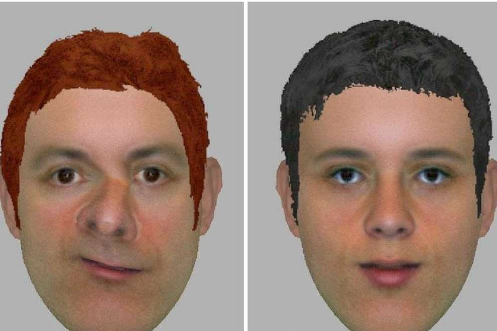 Computer generated images of two suspects Kent Police want to speak to