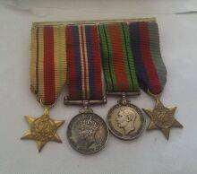 Four of the medals stolen from Alfred Austine. From left - the Africa Star, the 1939-45 War Medal, the Defence Medal and the 1939-45 Star