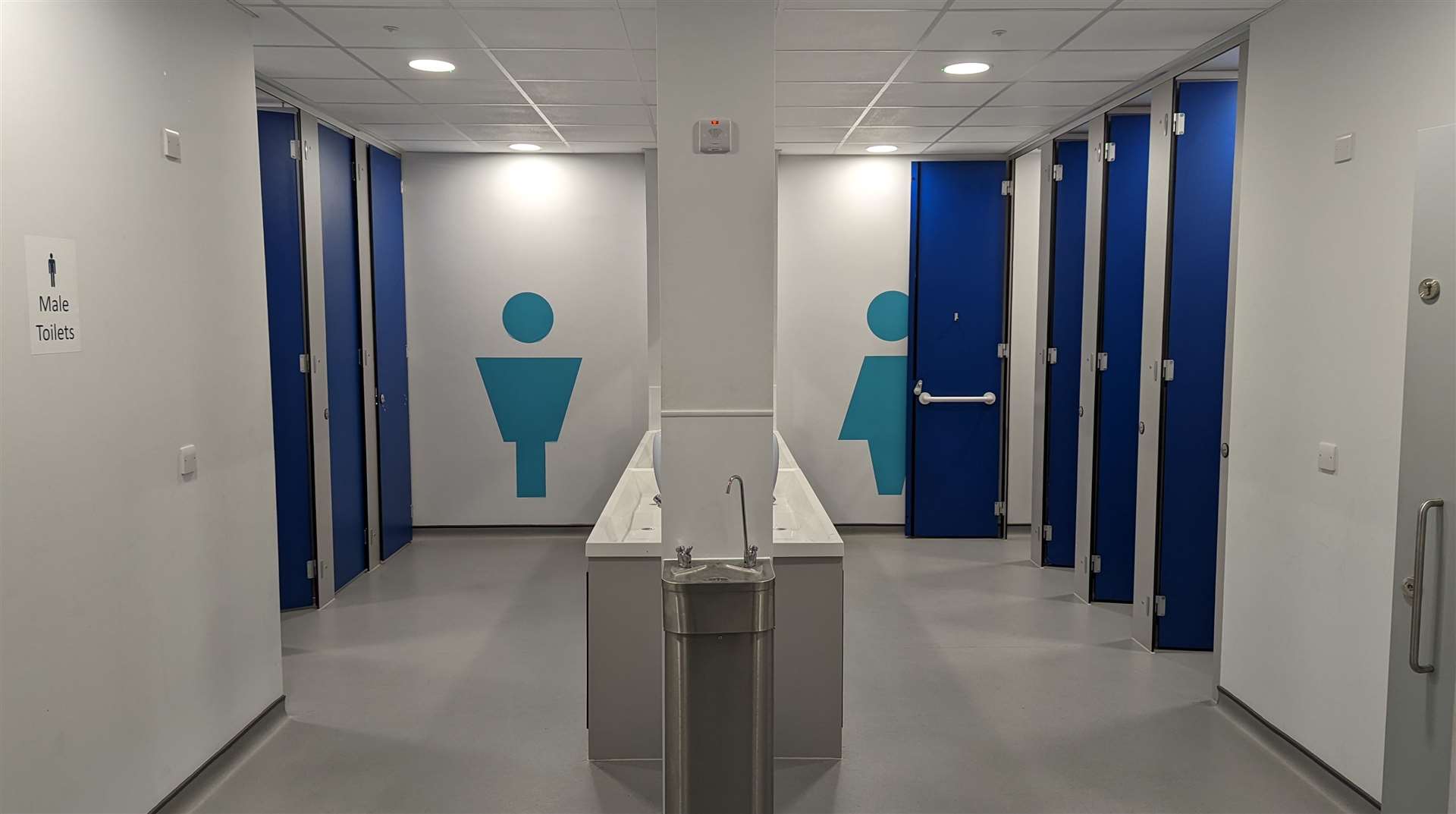 The school has toilets designed to be visible from the corridors