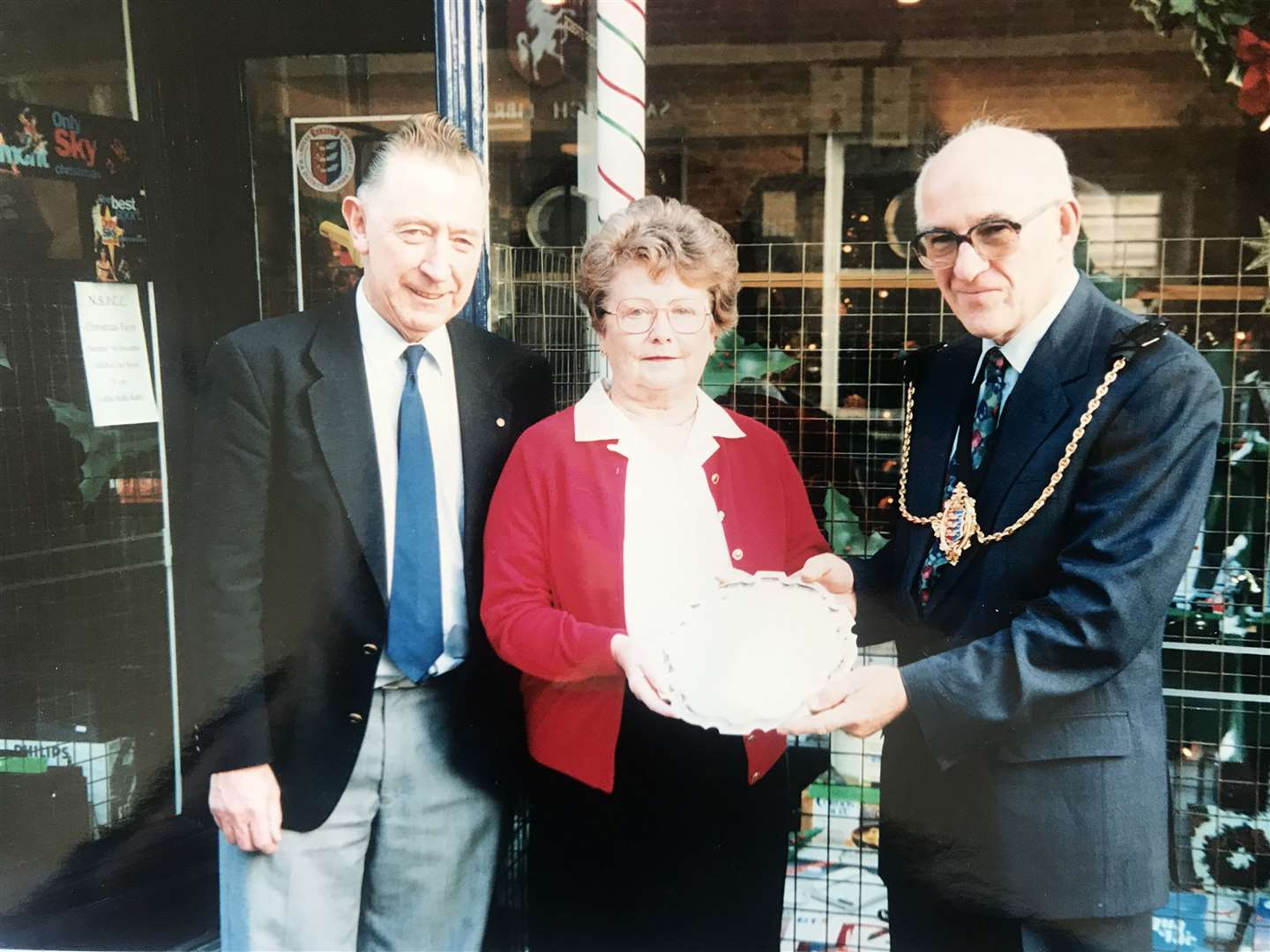 Jim and Audrey Wyman were awarded for their window display by the town council in 1994