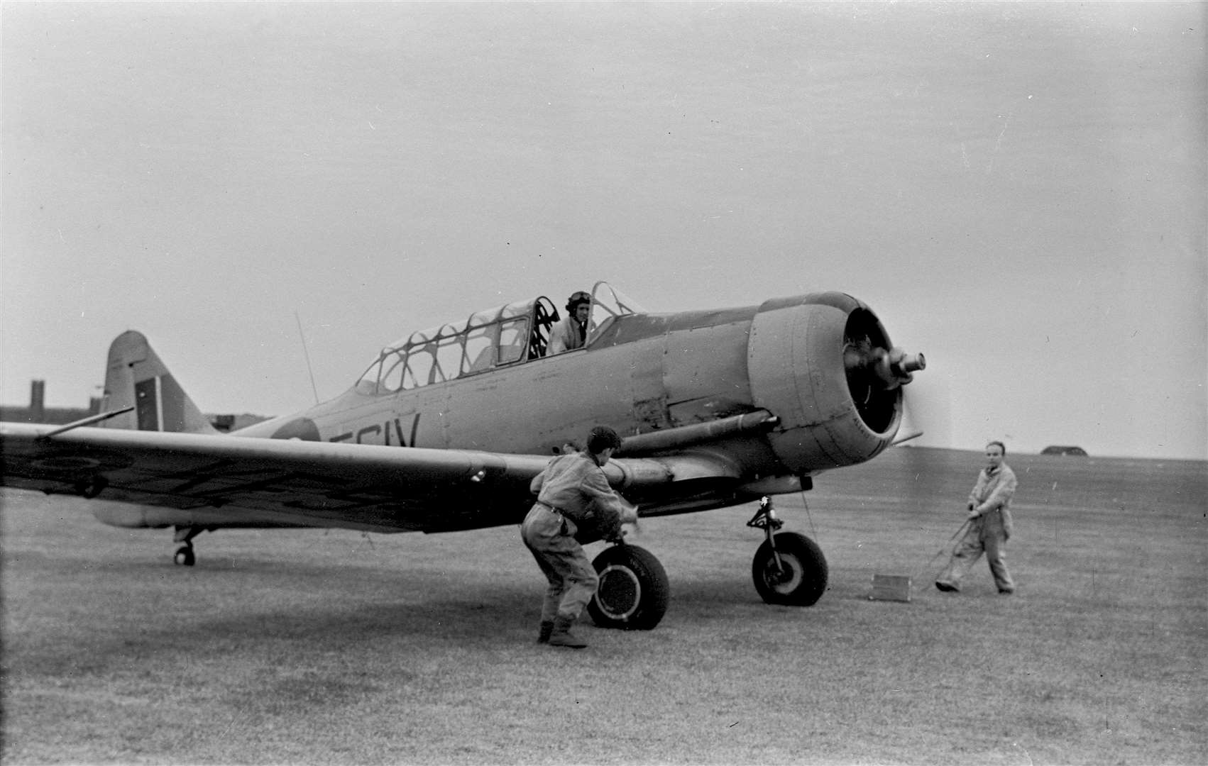 Aircrew preparing a fighter plane