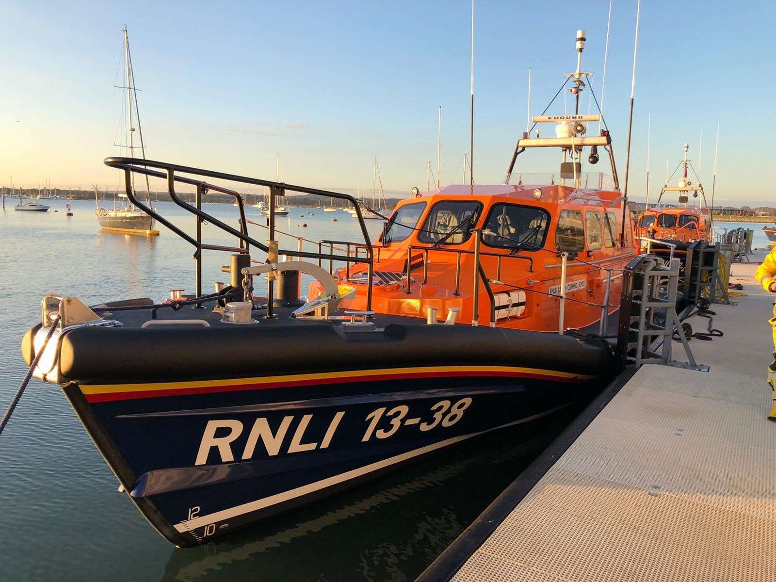 The new Sheerness RNLI lifeboat the Judith Copping Joyce undergoing sea trials at Poole, Dorset