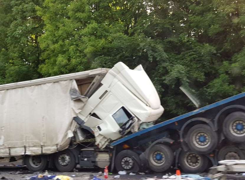The collision involved two lorries, a coach and three cars. Picture: Matt Edwards