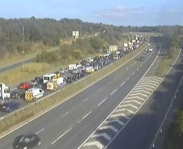 There were long delays following a crash on the coastbound stretch. Picture: National Highways