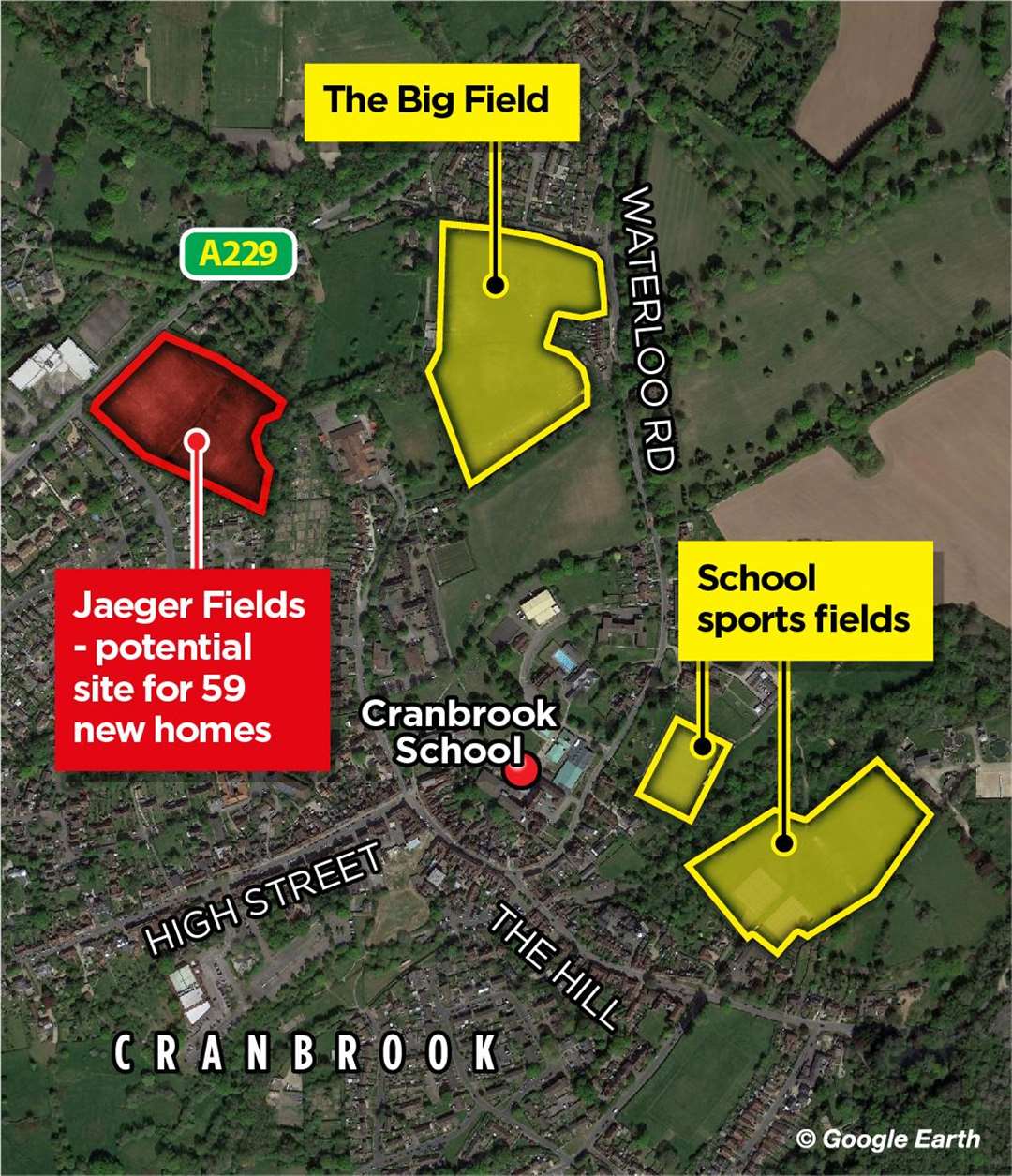 The homes would be built in Angley Road, Cranbrook, with the school using Big Field for its sporting activities