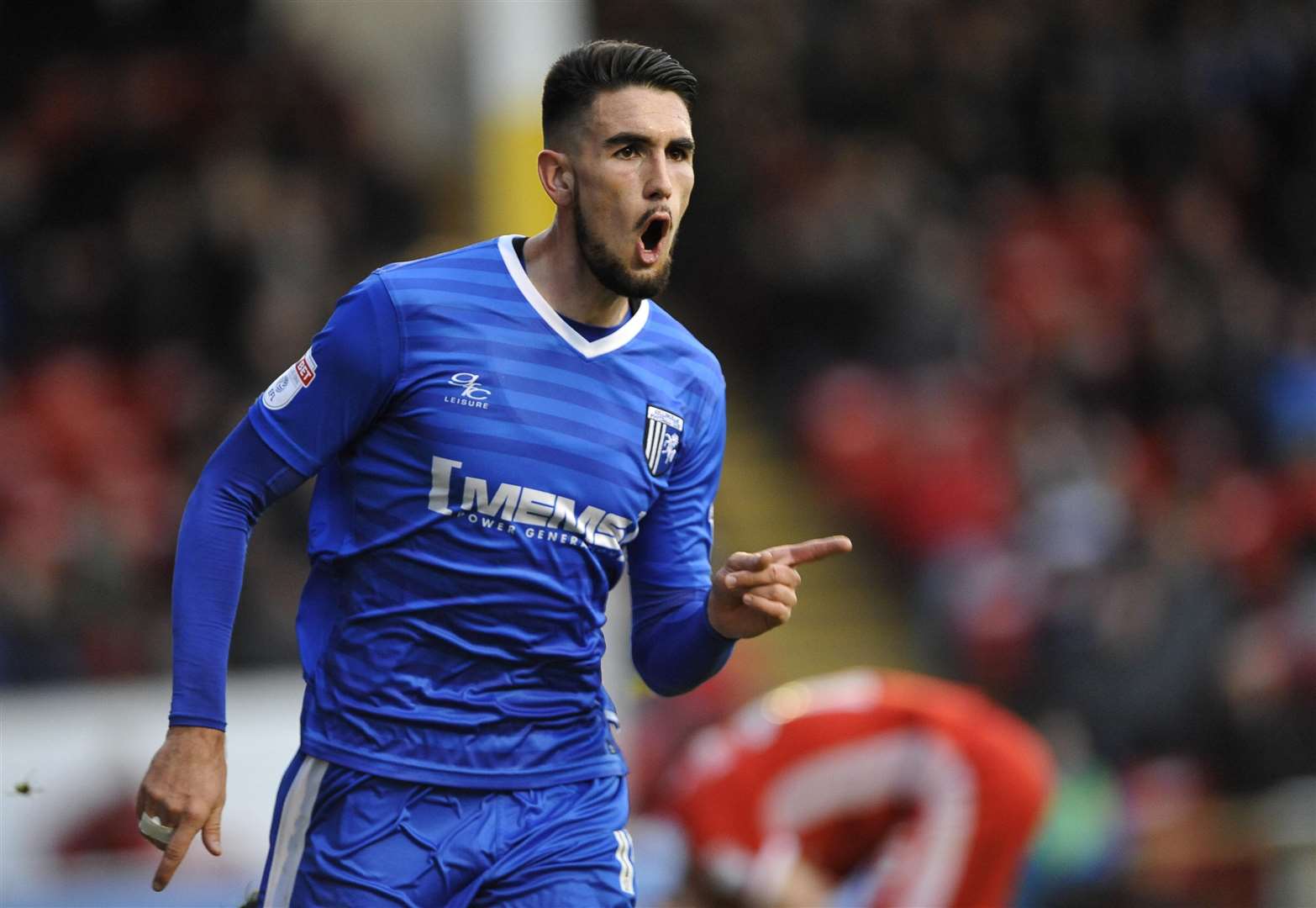 Gillingham’s Conor Wilkinson celebrates scoring on the last visit to Walsall Picture: Ady Kerry